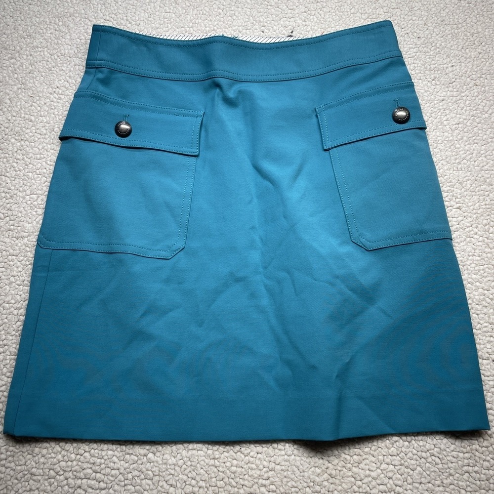Brooks Brothers Skirt Womens 2 Teal Red Fleece Cargo Pocket A-Line Mini Skirt